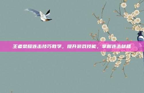 王者荣耀连击技巧教学,提升游戏技能,掌握连击秘籍