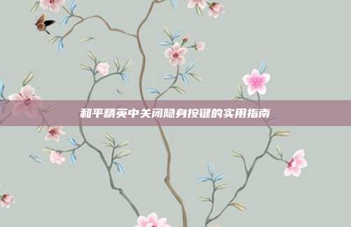 和平精英中关闭隐身按键的实用指南