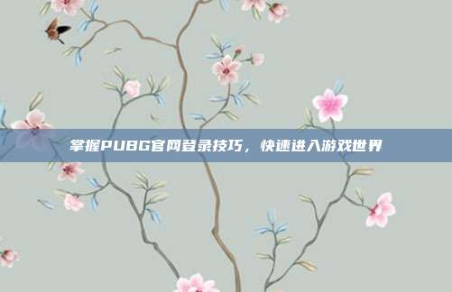 掌握PUBG官网登录技巧,快速进入游戏世界