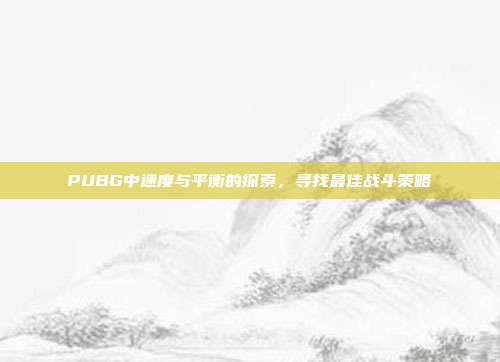 PUBG中速度与平衡的探索,寻找最佳战斗策略