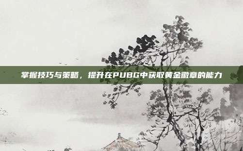 掌握技巧与策略,提升在PUBG中获取黄金徽章的能力