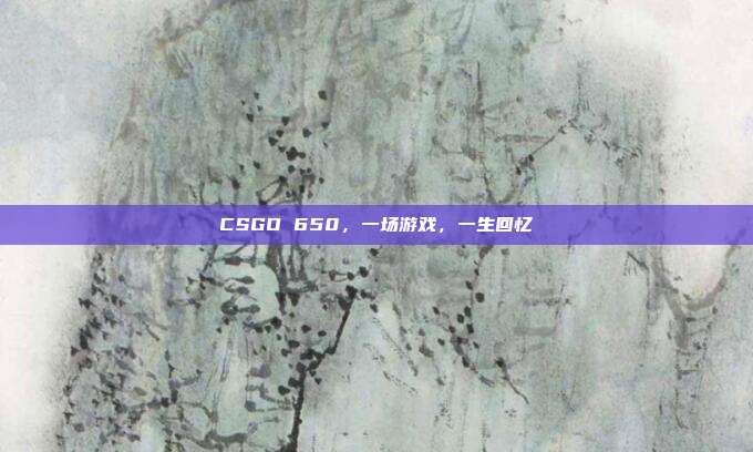 CSGO 650,一场游戏,一生回忆