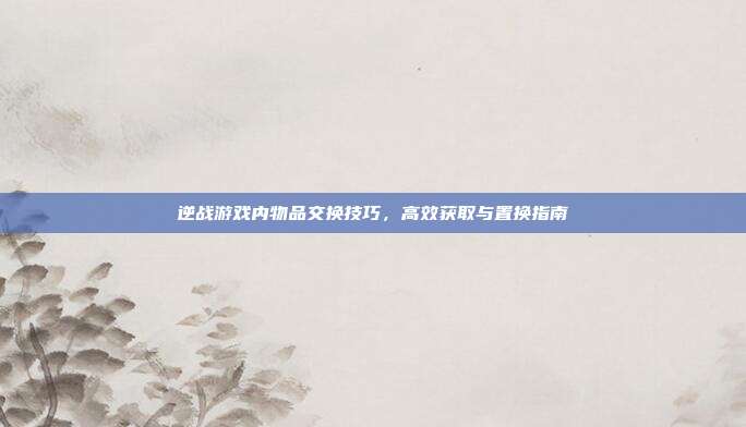 逆战游戏内物品交换技巧,高效获取与置换指南