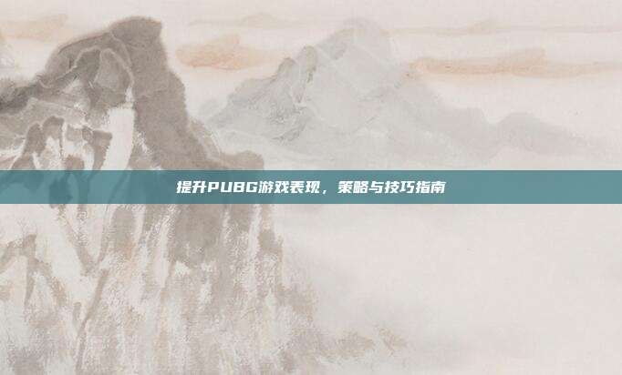提升PUBG游戏表现,策略与技巧指南