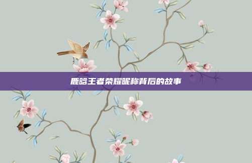 鹿晗王者荣耀昵称背后的故事