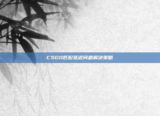 CSGO匹配延迟问题解决策略