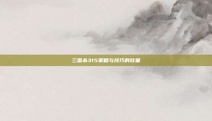 三国杀315策略与技巧的较量