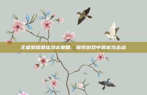 王者荣耀最佳攻击策略,探索游戏中最优攻击点