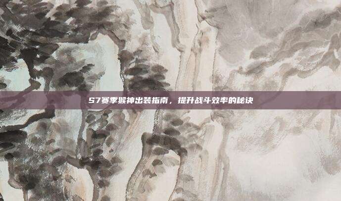 S7赛季猴神出装指南,提升战斗效率的秘诀