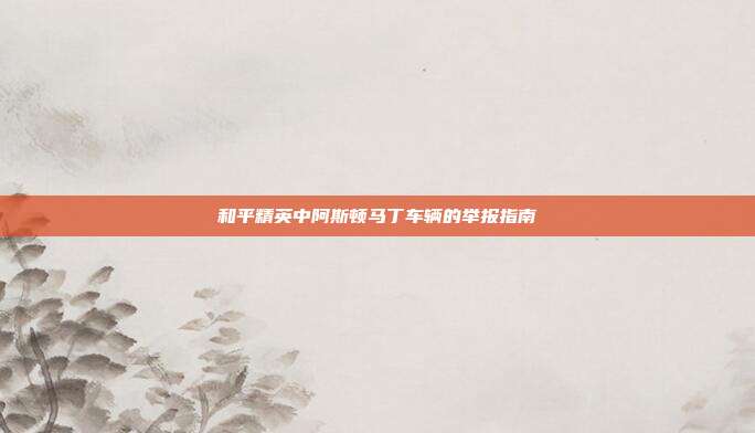 和平精英中阿斯顿马丁车辆的举报指南