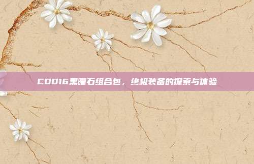 COD16黑曜石组合包,终极装备的探索与体验