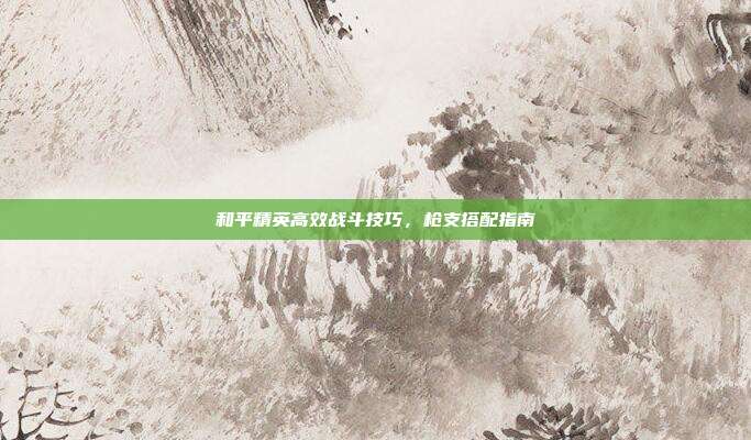和平精英高效战斗技巧,枪支搭配指南