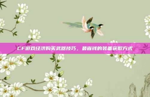 CF游戏经济购买武器技巧,最省钱的装备获取方式