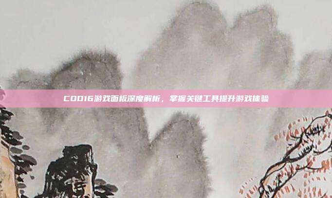 COD16游戏面板深度解析,掌握关键工具提升游戏体验