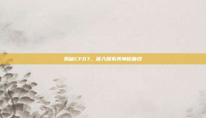 揭秘CF07,深入探索其神秘面纱