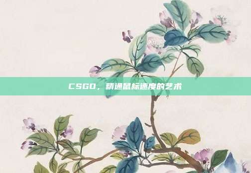 CSGO,精通鼠标速度的艺术