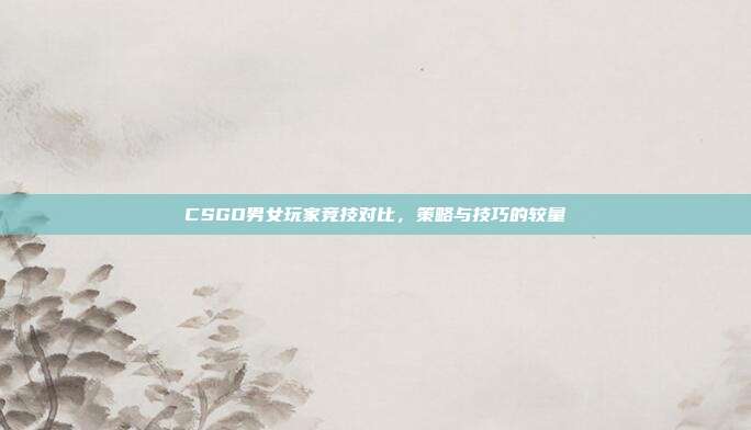 CSGO男女玩家竞技对比,策略与技巧的较量