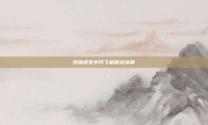 绝地求生中开飞机模式详解