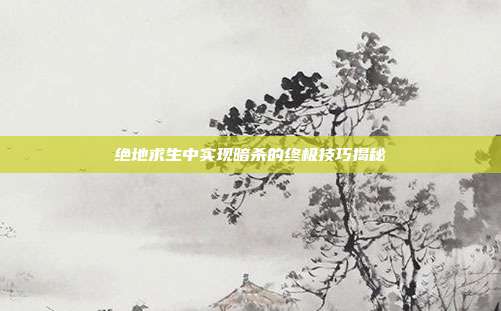 绝地求生中实现暗杀的终极技巧揭秘