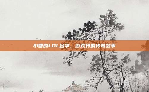 小智的LOL名字,游戏界的传奇故事