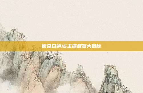 使命召唤16主播武器大揭秘