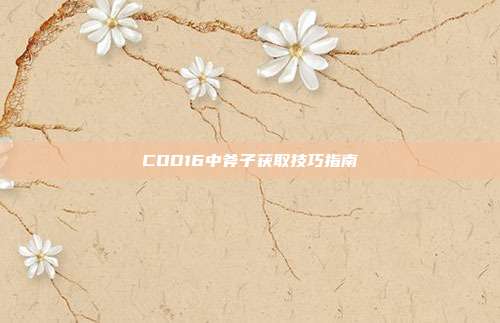 COD16中斧子获取技巧指南