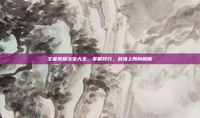 王者荣耀法宝大全,掌握技巧,战场上所向披靡