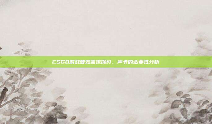 CSGO游戏音效需求探讨,声卡的必要性分析