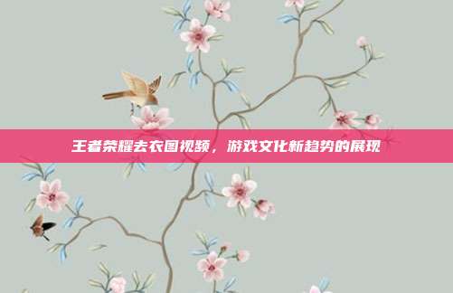 王者荣耀去衣图视频,游戏文化新趋势的展现