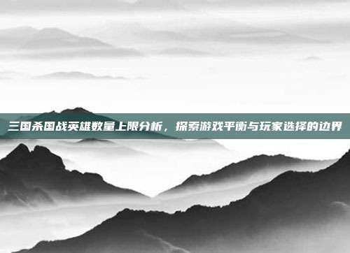 三国杀国战英雄数量上限分析,探索游戏平衡与玩家选择的边界