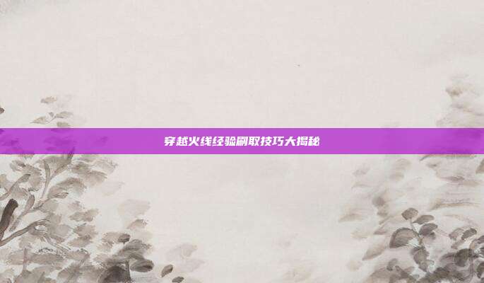 穿越火线经验刷取技巧大揭秘