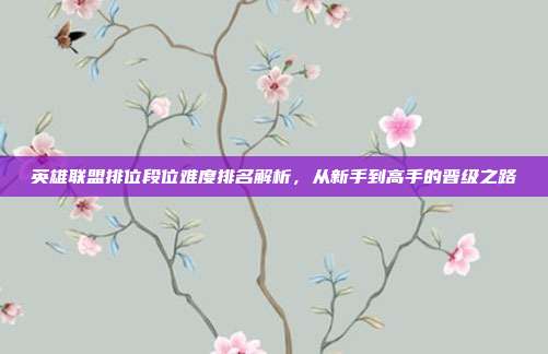 英雄联盟排位段位难度排名解析,从新手到高手的晋级之路