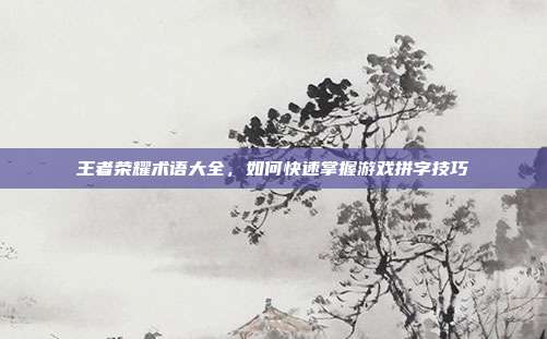 王者荣耀术语大全,如何快速掌握游戏拼字技巧