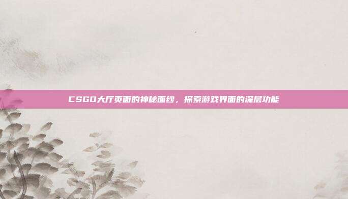 CSGO大厅页面的神秘面纱,探索游戏界面的深层功能