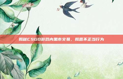 揭秘CSGO游戏内黑市交易,揭露不正当行为