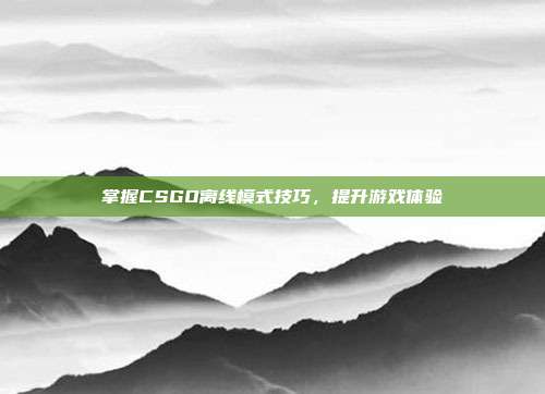 掌握CSGO离线模式技巧,提升游戏体验