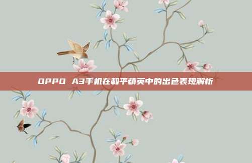 OPPO A3手机在和平精英中的出色表现解析
