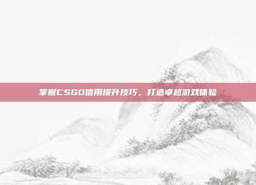 掌握CSGO信用提升技巧,打造卓越游戏体验