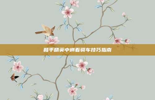 和平精英中横着骑车技巧指南