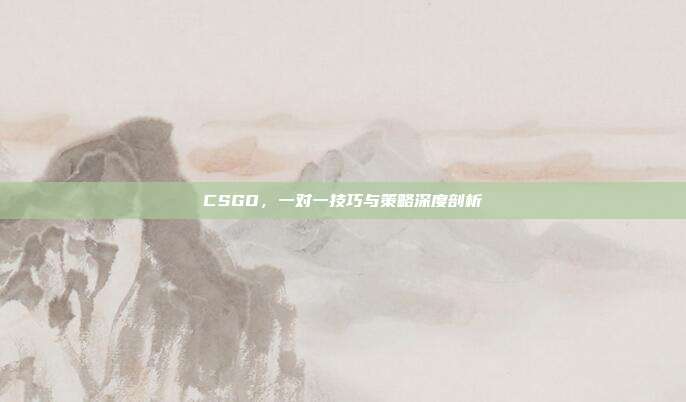 CSGO,一对一技巧与策略深度剖析