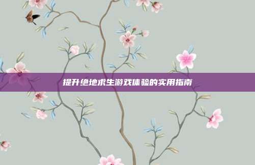 提升绝地求生游戏体验的实用指南