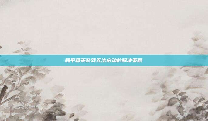 和平精英游戏无法启动的解决策略