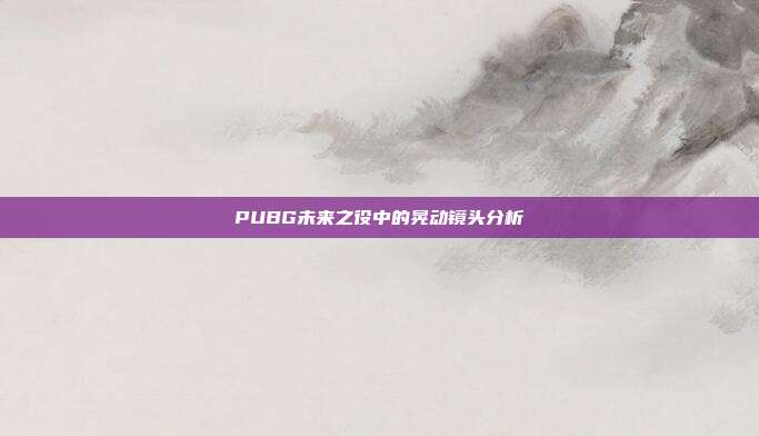 PUBG未来之役中的晃动镜头分析