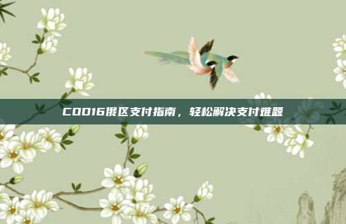 COD16俄区支付指南,轻松解决支付难题