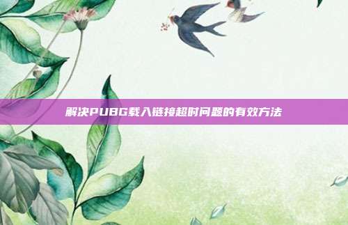 解决PUBG载入链接超时问题的有效方法
