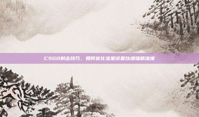 CSGO射击技巧,如何优化准星设置以增强精准度
