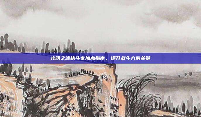 光明之魂格斗家加点指南,提升战斗力的关键