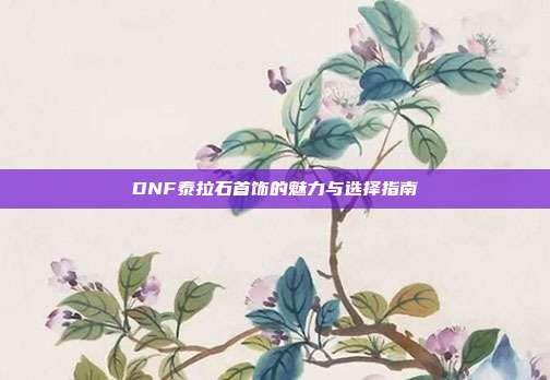 DNF泰拉石首饰的魅力与选择指南
