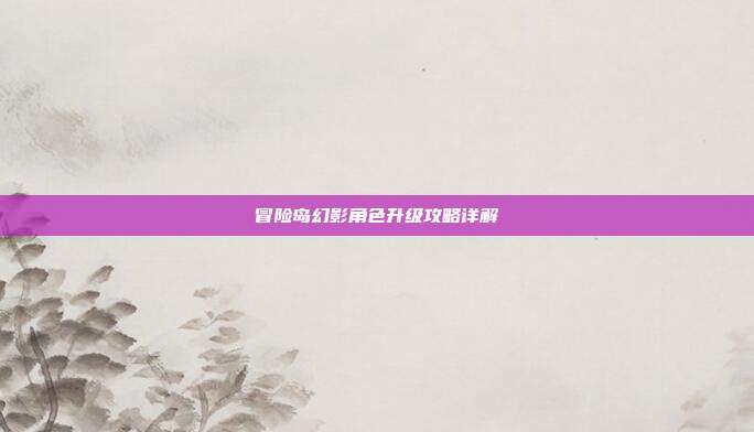 冒险岛幻影角色升级攻略详解