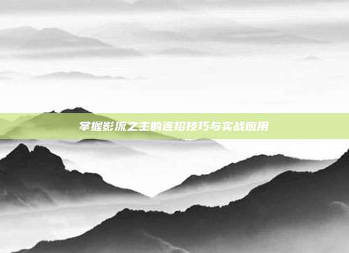 掌握影流之主的连招技巧与实战应用